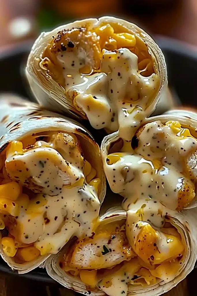 Cheesy Garlic Chicken Wraps