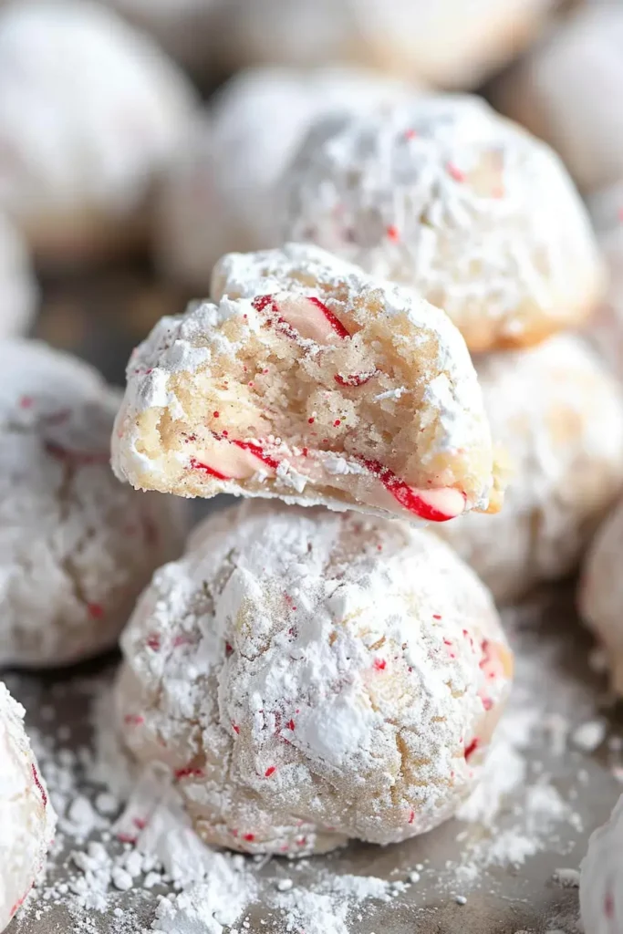 Peppermint Snowball Cookies 