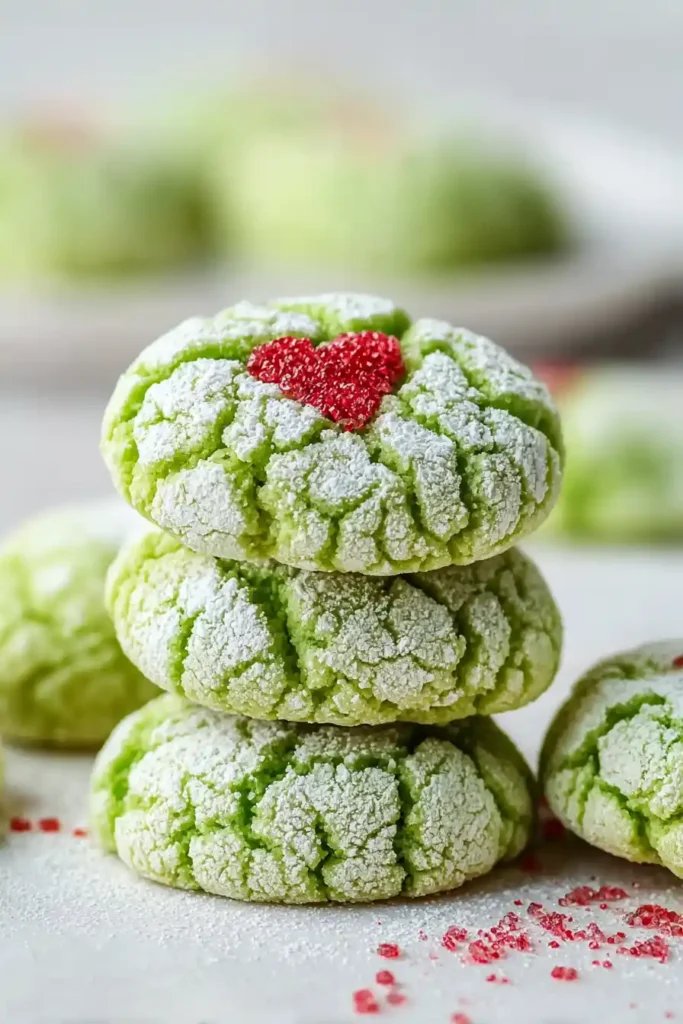 Grinch Crinkle Cookies