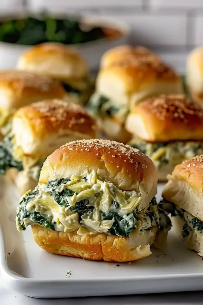 Cheesy Spinach Artichoke Dip Sliders