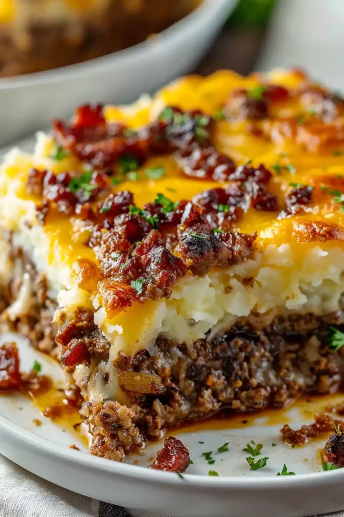 Meatloaf with Mashed Potatoes and Cheese