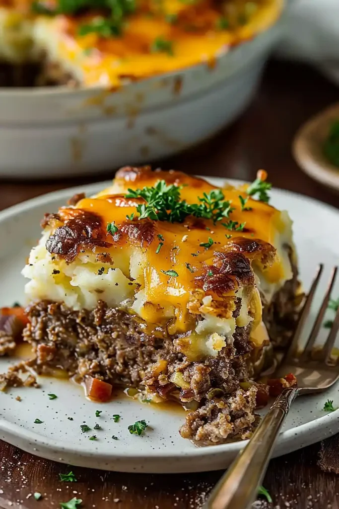 Meatloaf with Mashed Potatoes and Cheese