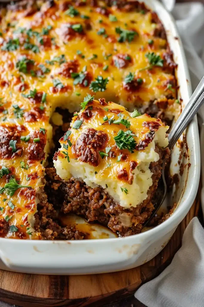 Meatloaf with Mashed Potatoes and Cheese