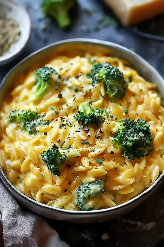 One Pot Broccoli Cheese Orzo