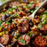 black beans, sausage and rice skillet