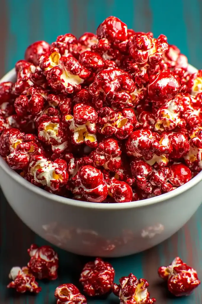 Red Candy-Coated Popcorn