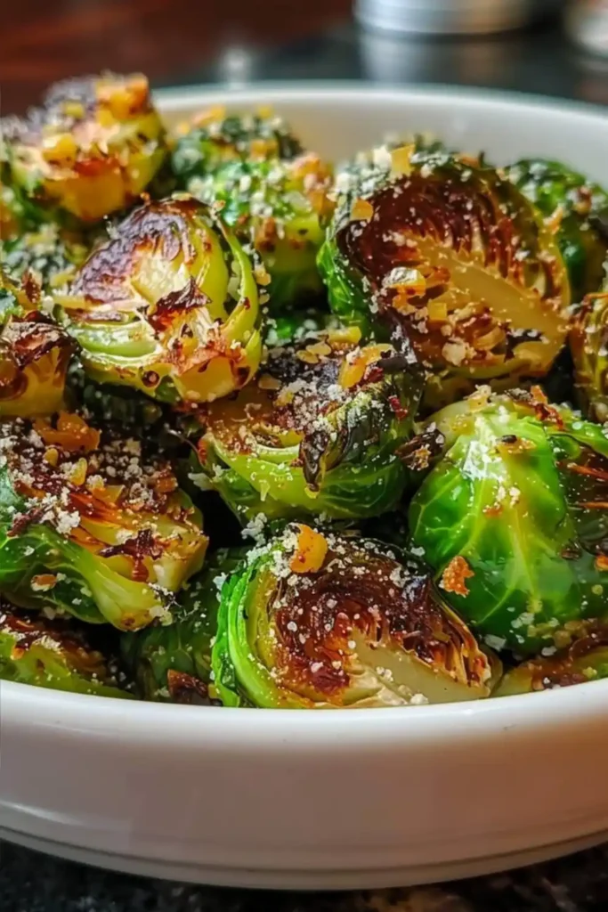 Crispy Garlic Parmesan Brussels Sprouts