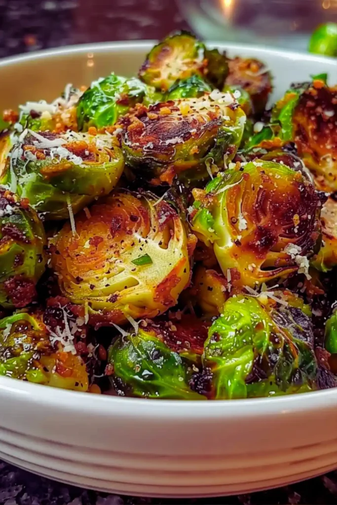 Crispy Garlic Parmesan Brussels Sprouts