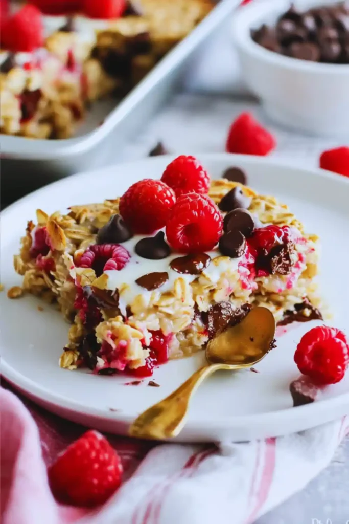 Raspberry Chocolate Chip Baked Oatmeal