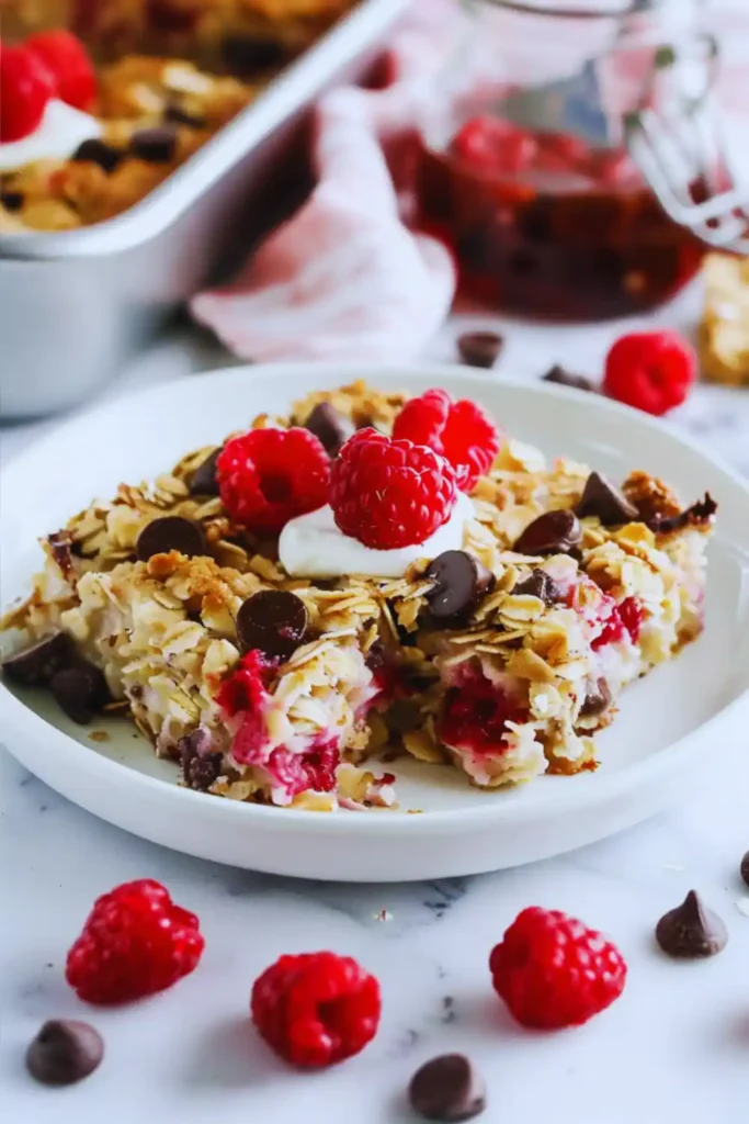 Raspberry Chocolate Chip Baked Oatmeal